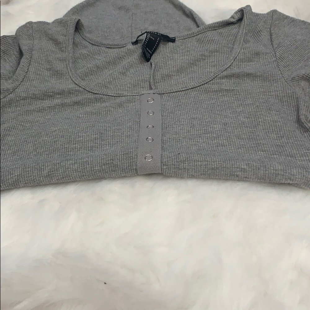 Grey Ribbed Bodysuit - Picture 3 of 5
